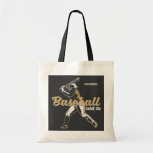 Custom Name & Color Baseball Player Tote Bag
