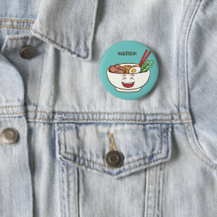 Custom Name & Color Cute Kawaii Noodles 6 Cm Round Badge