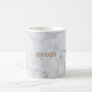 Custom Name/Color Elegant White Marble Coffee Mug