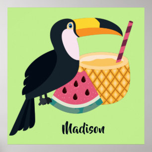 Custom name & color Toucan Illustration Poster