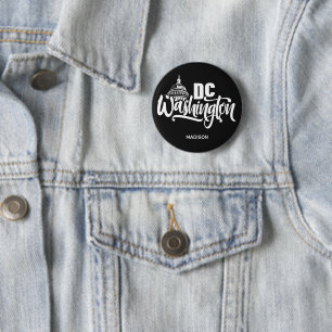 Custom Name & Color Washington DC 6 Cm Round Badge