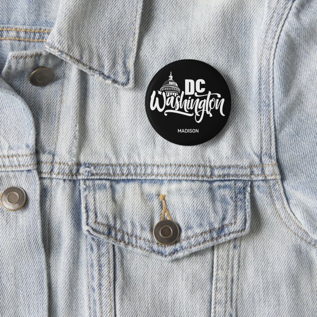 Custom Name & Color Washington DC 6 Cm Round Badge (In Situ)