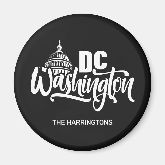 Custom Name & Color Washington DC Magnet (Front)