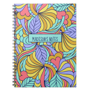 Custom name Colorful Doodles notebook