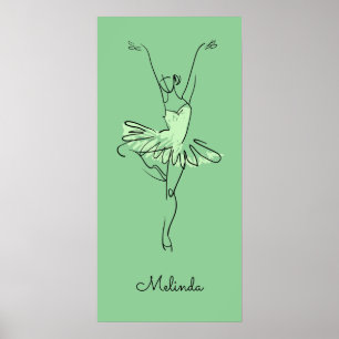 Custom name & colour Ballerina poster