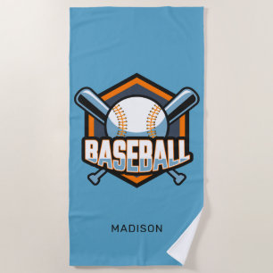 Custom Name & Colour Baseball Beach Towel