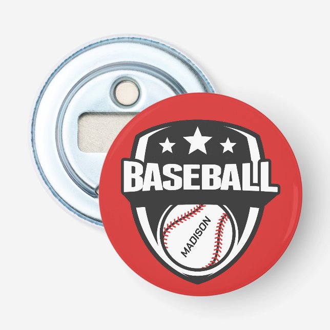 Custom Name & Colour Baseball Bottle Opener (Front)