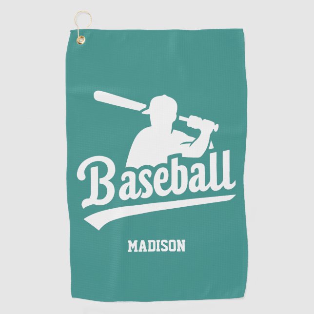 Custom Name & Colour Baseball Golf Towel (Front)