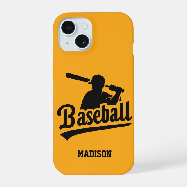 Custom Name & Colour Baseball iPhone 15 Case (Back)