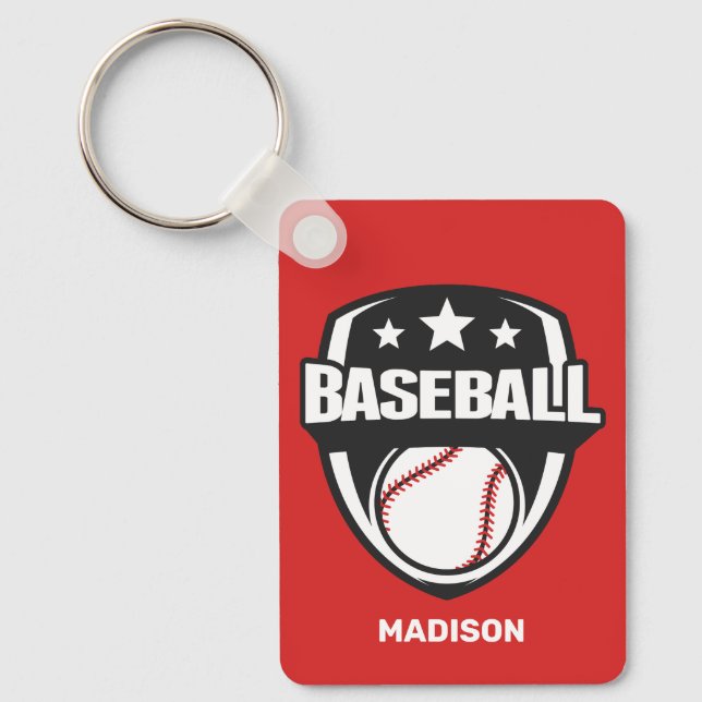 Custom Name & Colour Baseball Key Ring (Front)