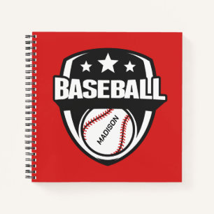 Custom Name & Colour Baseball Notebook
