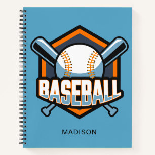 Custom Name & Colour Baseball Notebook