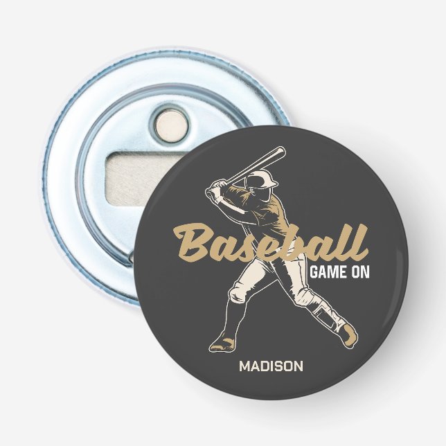 Custom Name & Colour Baseball Player Bottle Opener (Front)
