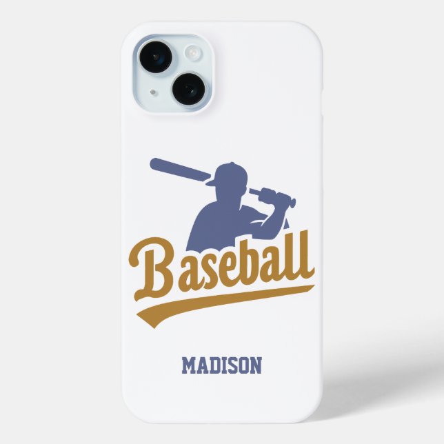 Custom Name & Colour Baseball Player Case-Mate iPhone Case (Back)