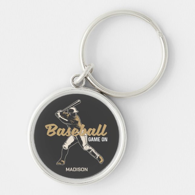 Custom Name & Colour Baseball Player Key Ring (Front)