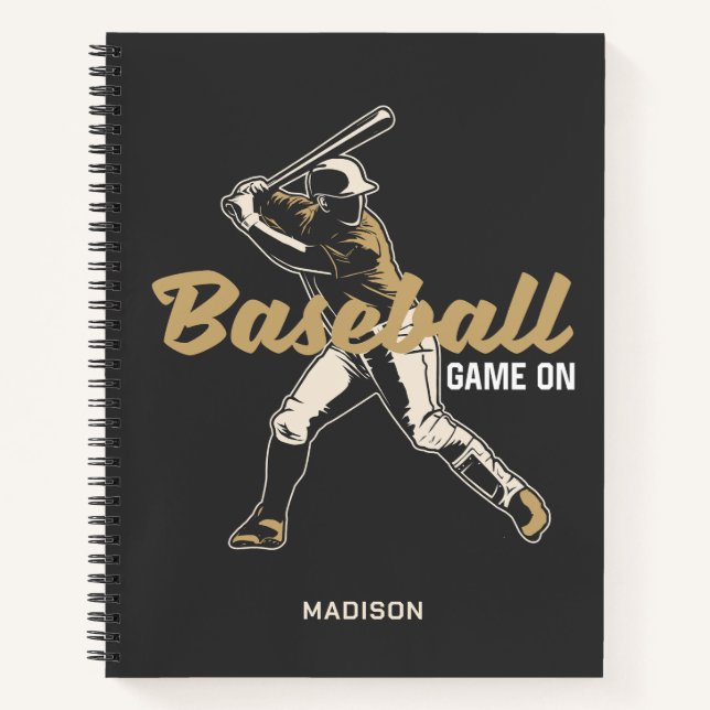 Custom Name & Colour Baseball Player Notebook (Front)