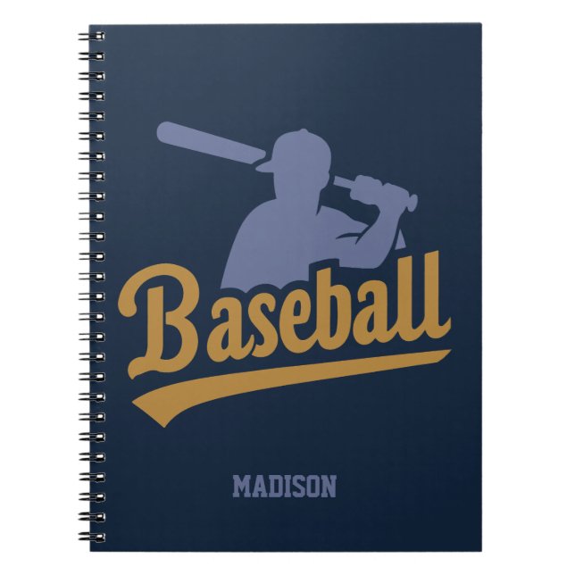 Custom Name & Colour Baseball Player Notebook (Front)