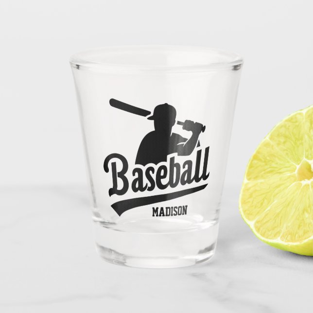 Custom Name & Colour Baseball Player Shot Glass (Front)