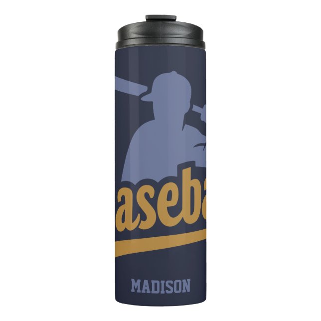 Custom Name & Colour Baseball Player Thermal Tumbler (Front)