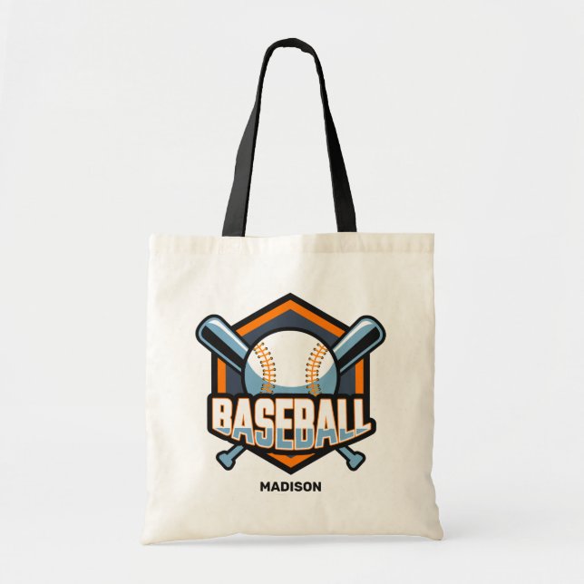 Custom Name & Colour Baseball Tote Bag (Front)