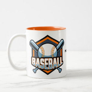 Custom Name & Colour Baseball Two-Tone Coffee Mug