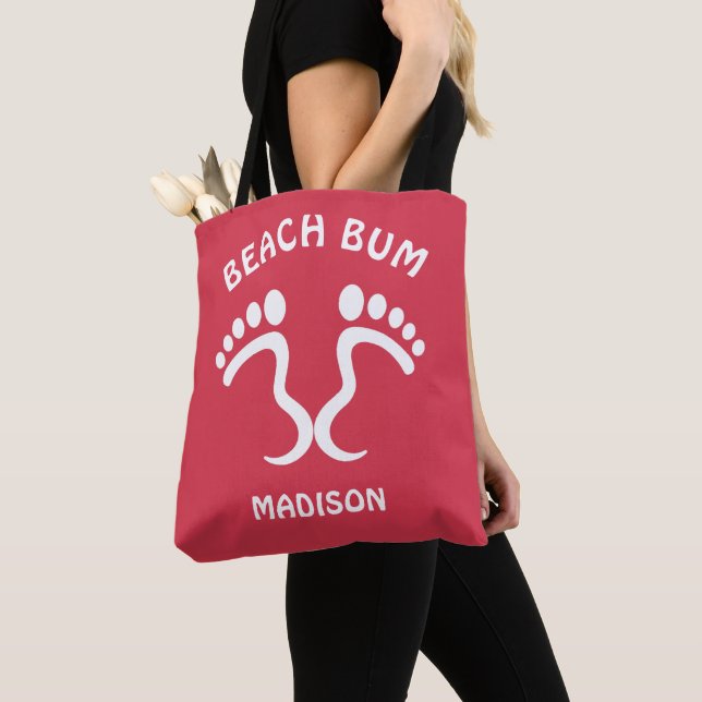 Custom Name & Colour Beach Bum Tote Bag (Close Up)