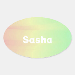 Custom name colour blend ombre oval sticker