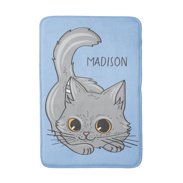 Custom name & colour Cute Kitten bath mats (Front Vertical)