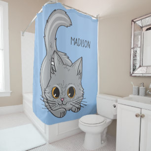 Custom name & colour Cute Kitten shower curtain