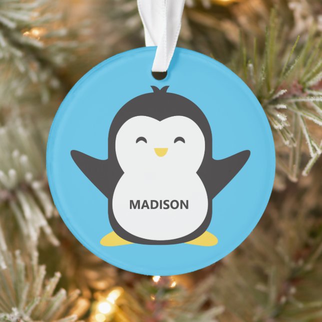 Custom name & colour cute penguin ornament (Tree)