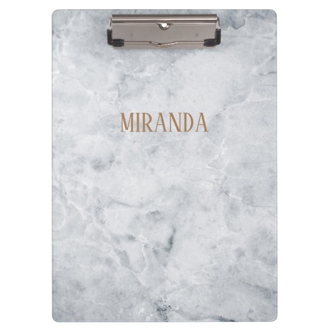 Custom Name/Colour Elegant White Marble Clipboard (Front)