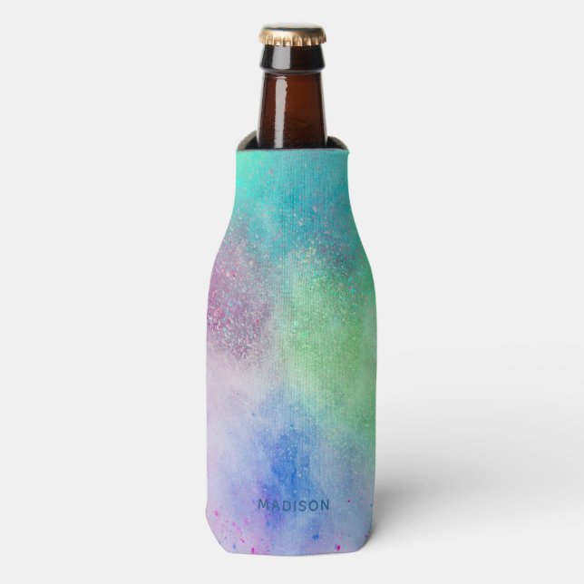 Custom name Colour Explosion Bottle Cooler (Bottle Front)