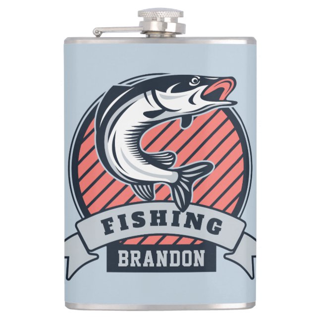 Custom name & colour Fisher flask (Front)