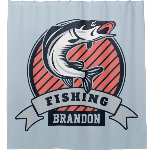 Custom name & colour Fisher shower curtain (Front)