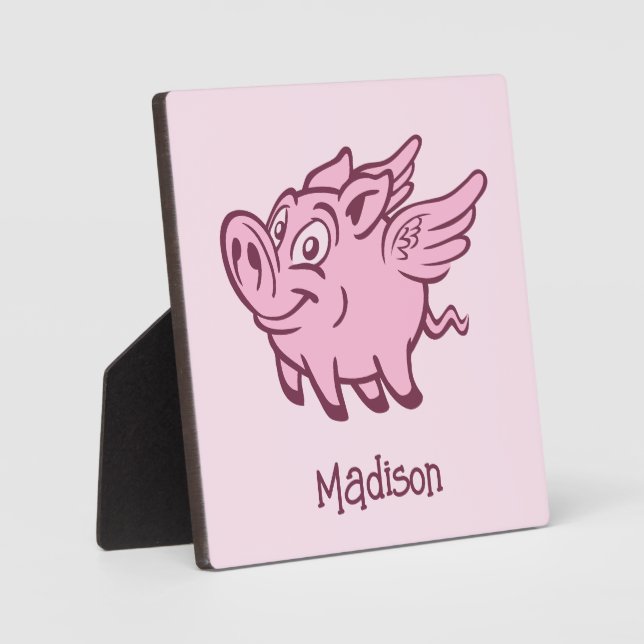 Custom Name & Colour Flying Pig Plaque (Front)
