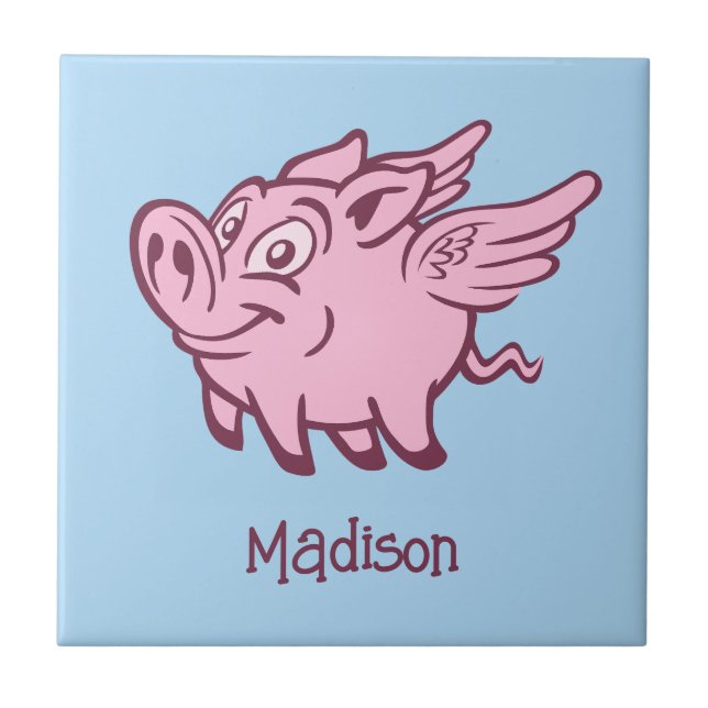 Custom Name & Colour Flying Pig Tile (Front)