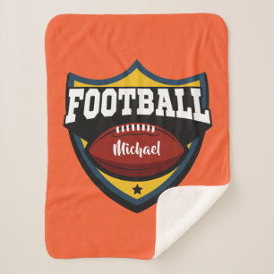 Custom name & colour Football Logo fleece blankets