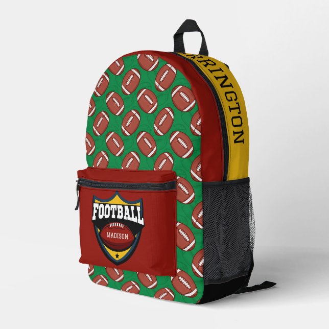Custom Name & Colour Football Logo Printed Backpack (Back Corner Right)
