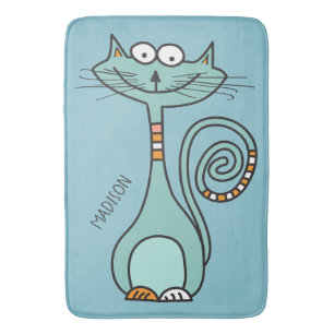 Custom name & colour Funny Cat bath mats