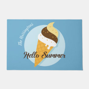 Custom name & colour Ice Cream Hello doormats