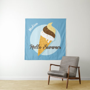 Custom name & colour Ice Cream Hello tapestry