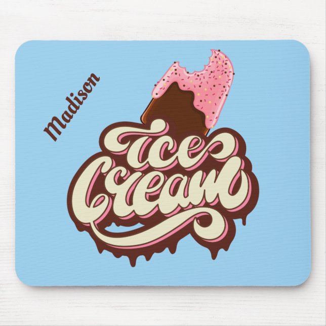 Custom name & colour Ice Cream mousepad (Front)