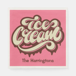 Custom name & colour Ice Cream paper napkins