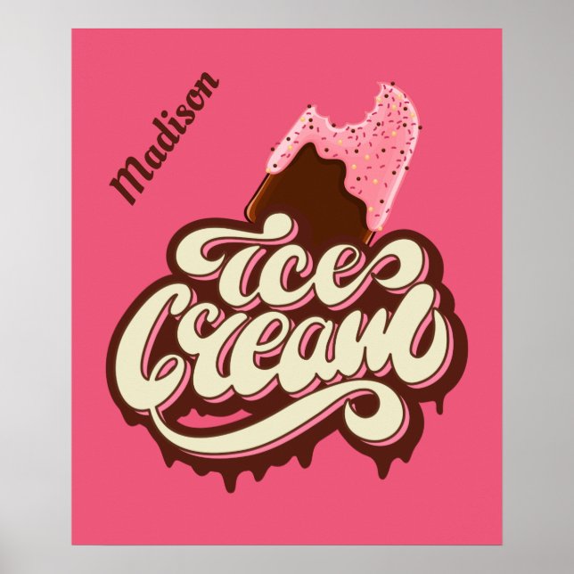 Custom name & colour Ice Cream poster (Front)