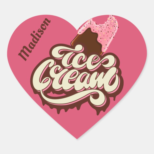 Custom name & colour Ice Cream stickers (Front)