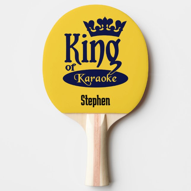 Custom Name & Colour King of Karaoke Ping Pong Paddle (Front)