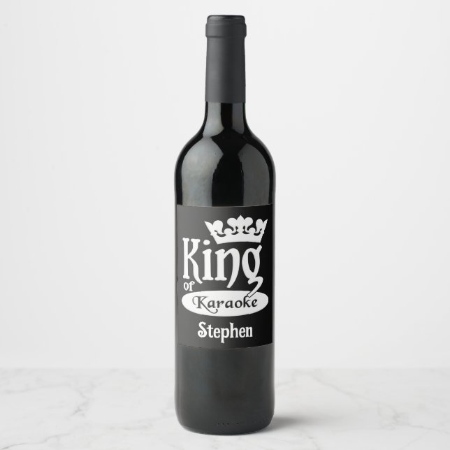 Custom Name & Colour King of Karaoke Wine Label (Front)