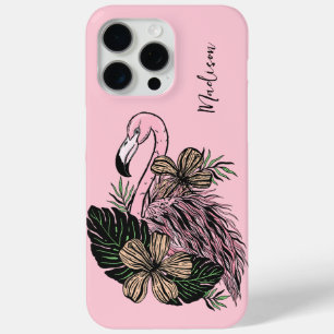 Custom Name & Colour Pink Flamingo iPhone 15 Pro Max Case