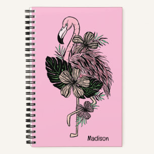 Custom Name & Colour Pink Flamingo Notebook