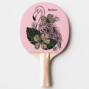Custom Name & Colour Pink Flamingo Ping Pong Paddle